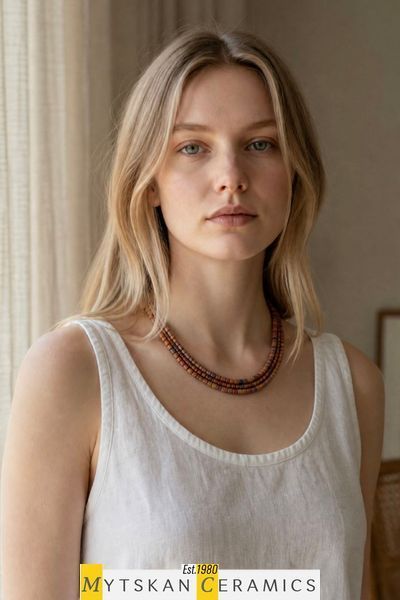 Ceramic necklace, delicate women jewelry. Art.311