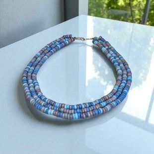 Ceramic necklace, delicate women jewelry. Art.87