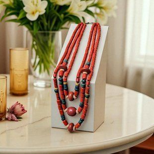 Ceramic necklace, women's jewelry made of natural ceramics. Necklace. Art. 61